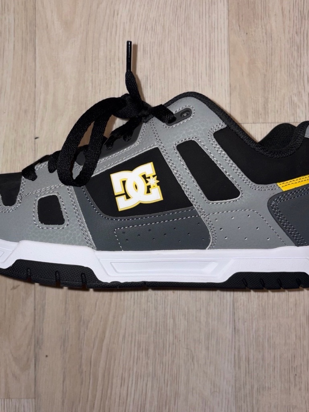 DC  Gray & Black Skate Shoe with Yellow Accent